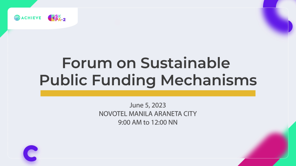 Forum on Sustainable Public Funding Mechanisms